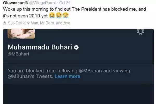 Man who was blocked by Buhari on Twitter laments